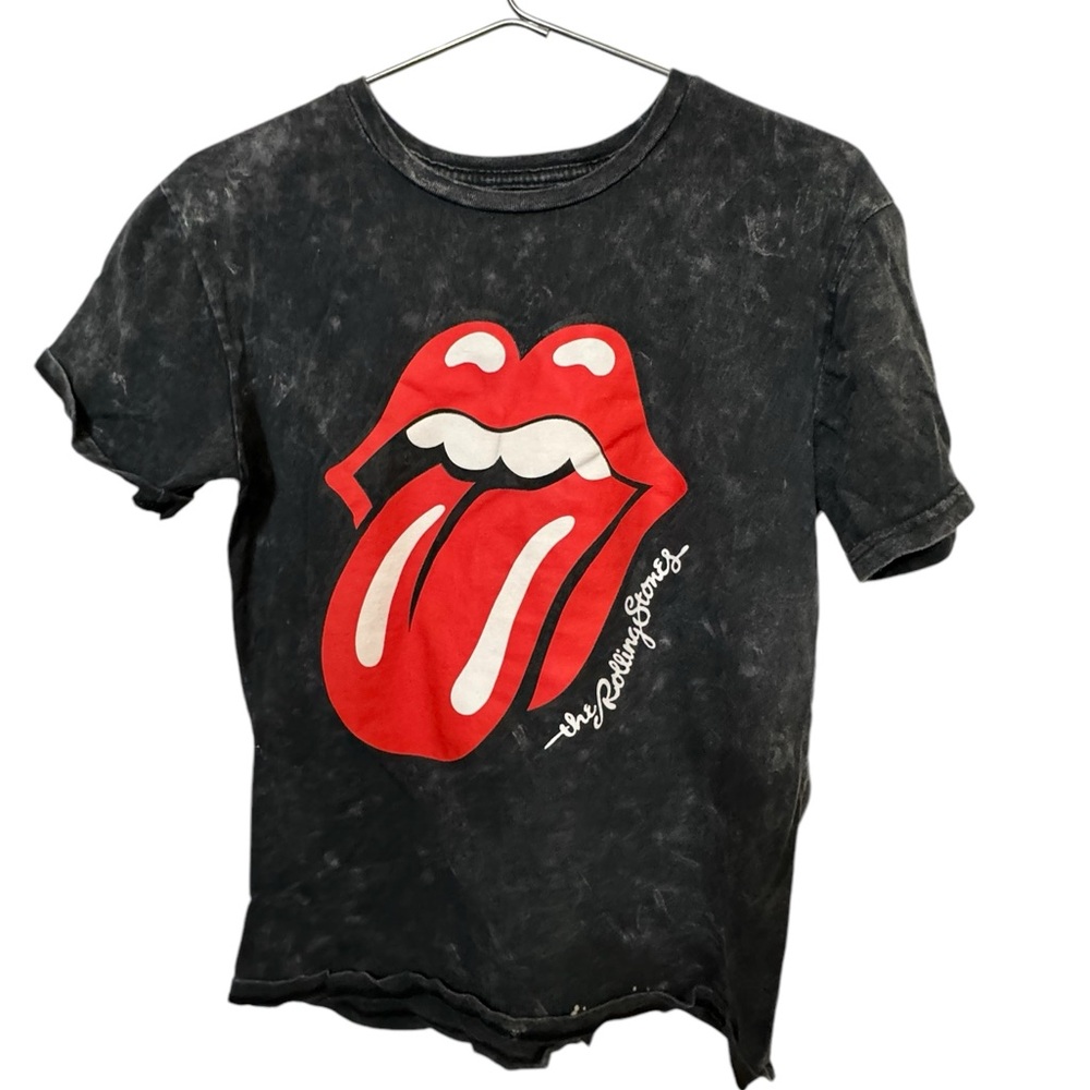 The Rolling Stones Acid Wash Black Distressed Rock Band Men’s L T-Shirt - Picture 1 of 10